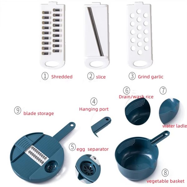 12 In 1 Multifunctional Vegetable Cutter | Salad Utensils Chopper Carrot Potato Manual Shredder (random Color)