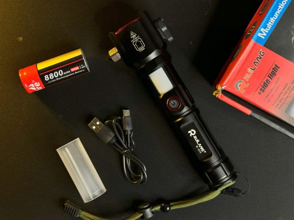Ruilang RL-2210 Rechargeable Flashlight + Power Bank (8800mAh, 2km Range)