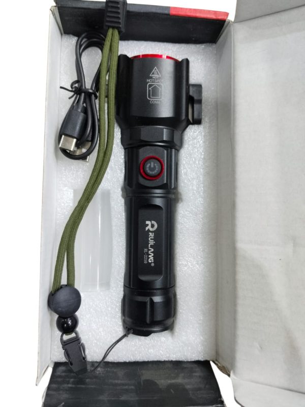 Ruilang RL-2210 Rechargeable Flashlight + Power Bank (8800mAh, 2km Range)