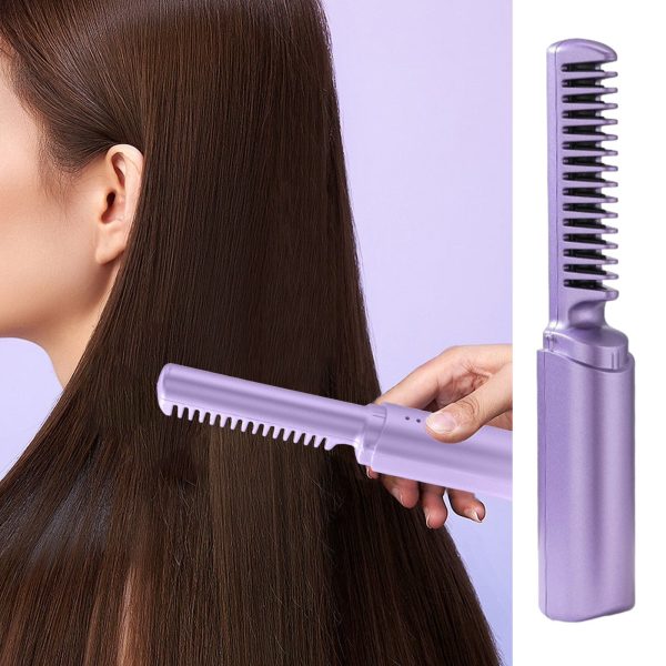 2-in-1 Hair Styling Brush, Straightener, Curler Comb | Negative Ion Heating – Rechargeable (random Color)