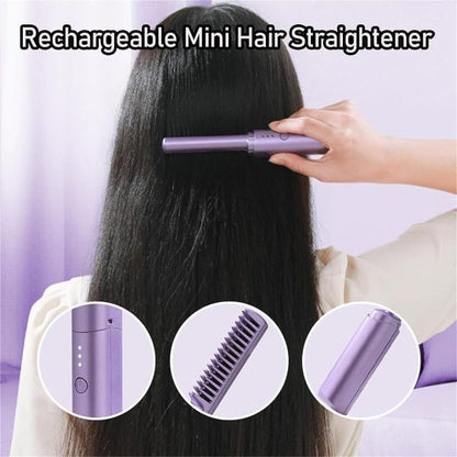 2-in-1 Hair Styling Brush, Straightener, Curler Comb | Negative Ion Heating – Rechargeable (random Color)