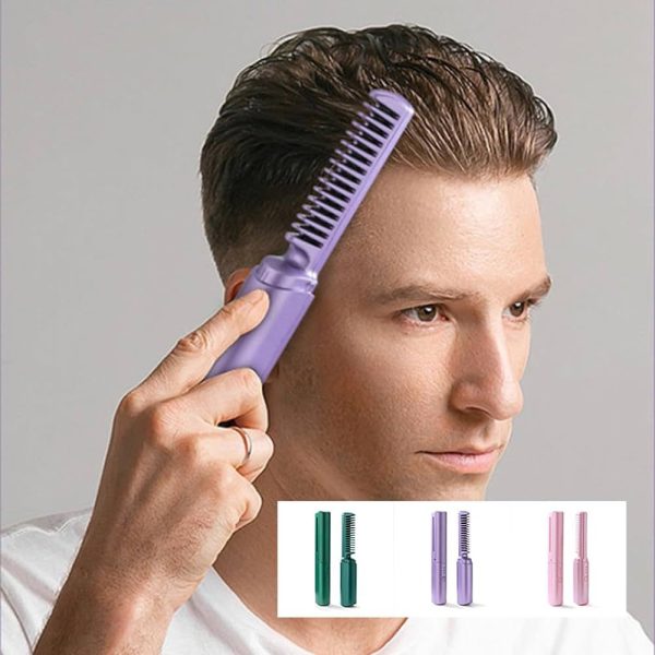 2-in-1 Hair Styling Brush, Straightener, Curler Comb | Negative Ion Heating – Rechargeable (random Color)