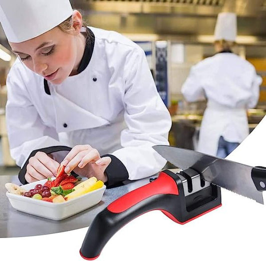 3-in-1 Knife Sharpener With Fruit And Meat Knife Peeler.3-stage Diamond Coated Knife Sharpener