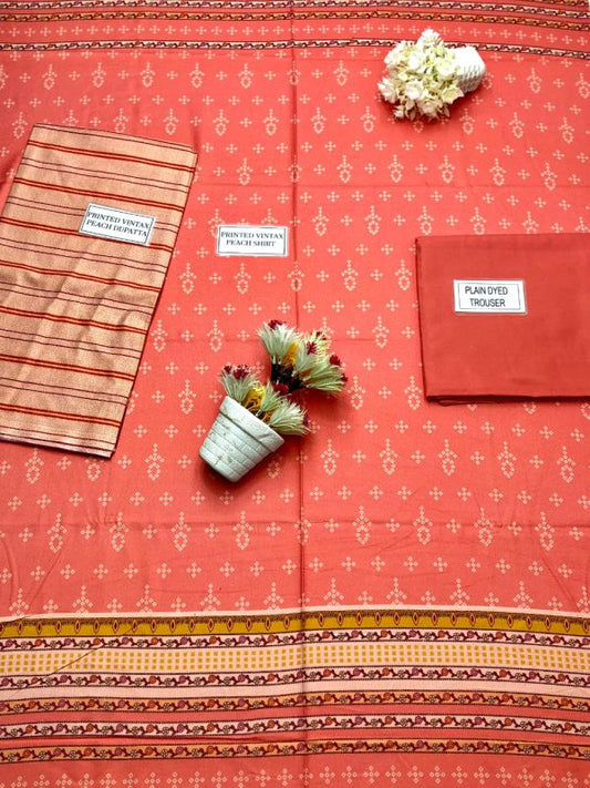 Alkaram Vintax Peach Unstitched L 3 Pieces Casual Wear | Winter 23